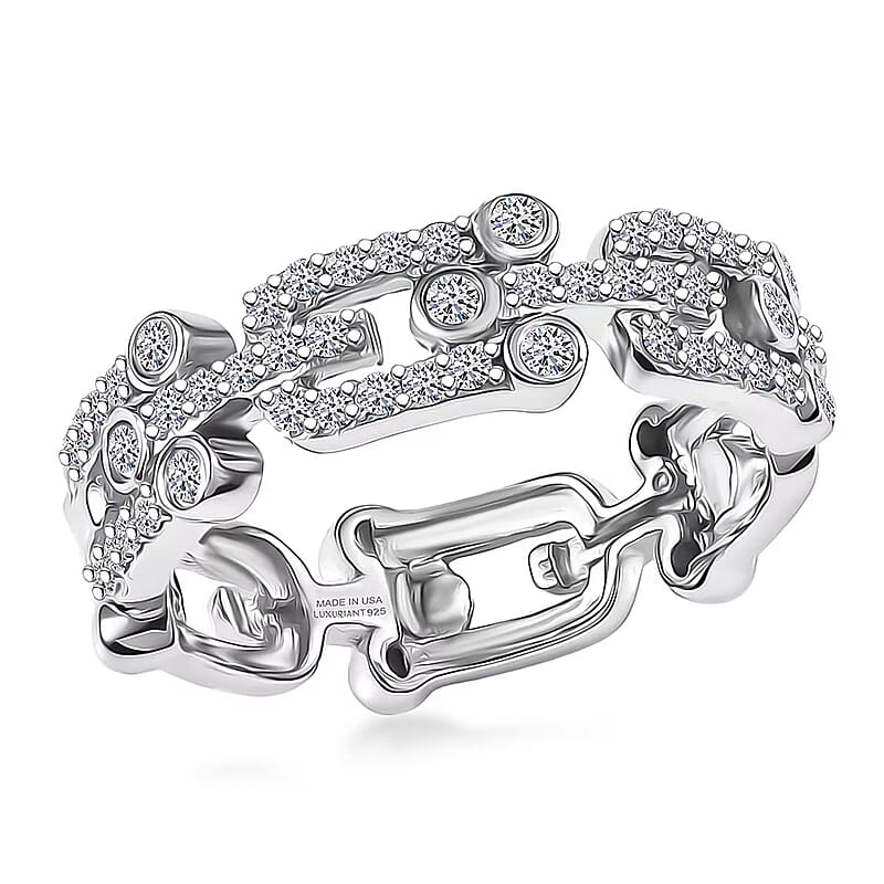 Luxuriant Lab Grown Diamond G-H SI 0.50 ctw Band Ring in Rhodium Over Sterling Silver (Size 10.0)