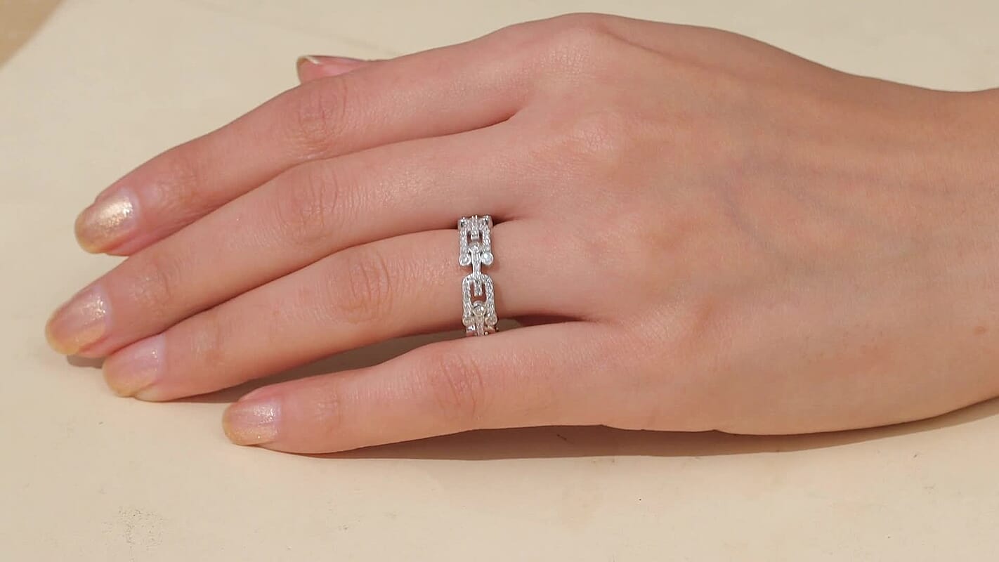 Luxuriant Lab Grown Diamond G-H SI 0.50 ctw Band Ring in Rhodium Over Sterling Silver