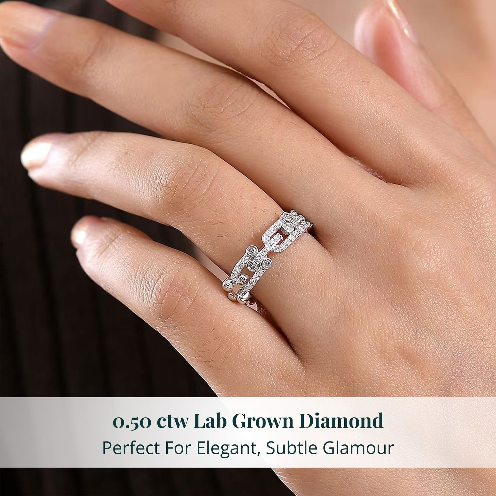 Luxuriant Lab Grown Diamond G-H SI 0.50 ctw Band Ring in Rhodium Over Sterling Silver (Size 10.0)