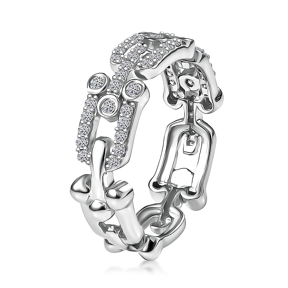 Luxuriant Lab Grown Diamond G-H SI 0.50 ctw Band Ring in Rhodium Over Sterling Silver (Size 10.0) (Del. In 10-12 Days) image number 3