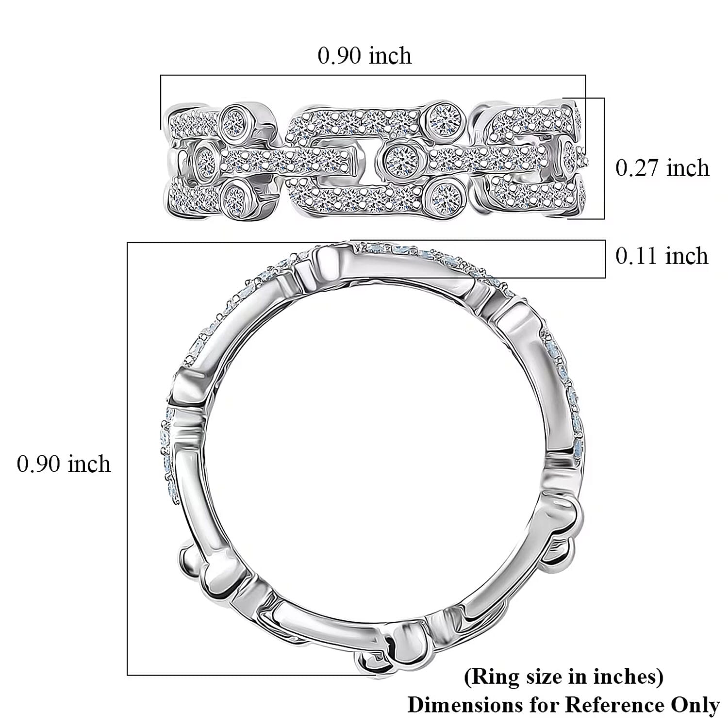 Luxuriant Lab Grown Diamond G-H SI 0.50 ctw Band Ring in Rhodium Over Sterling Silver (Size 10.0)