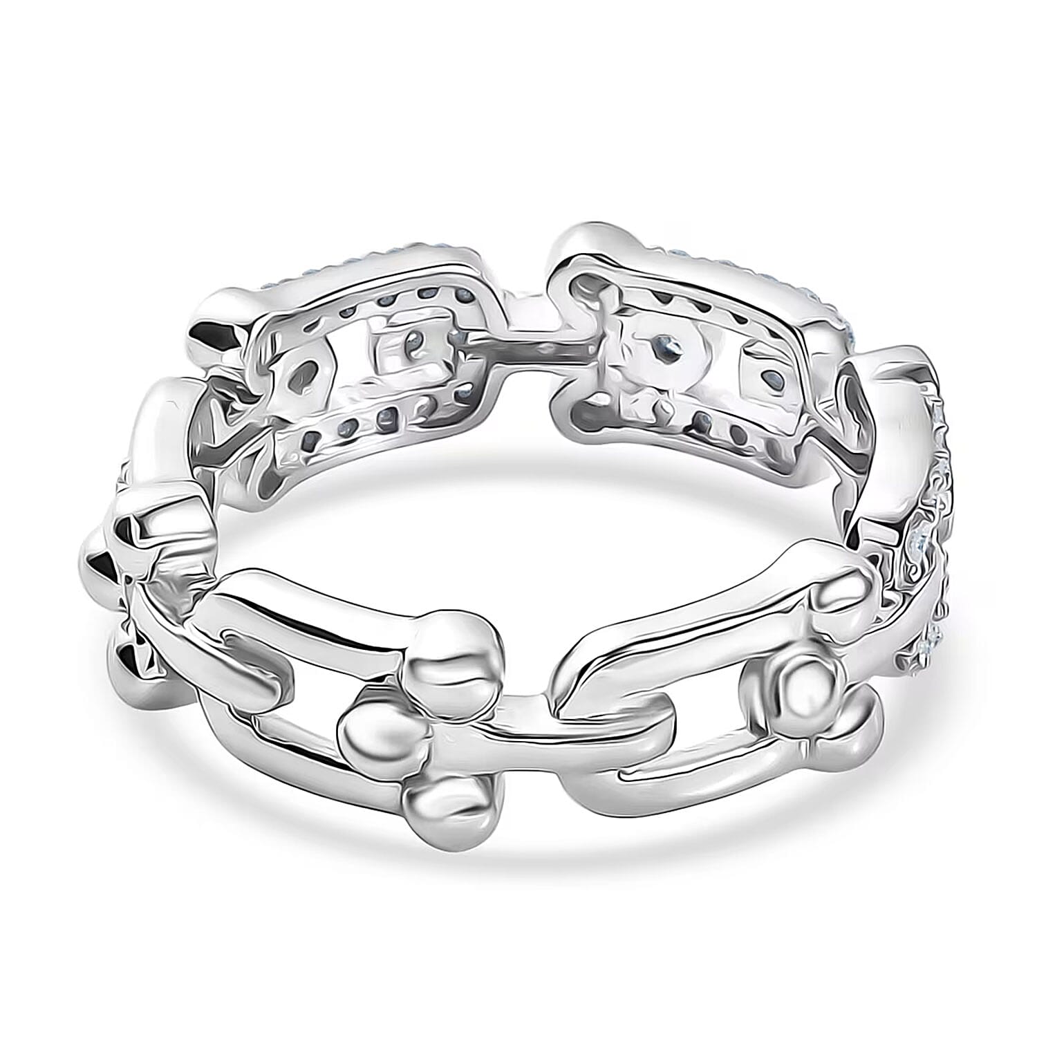 Luxuriant Lab Grown Diamond G-H SI 0.50 ctw Band Ring in Rhodium Over Sterling Silver (Size 10.0)