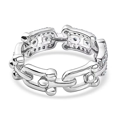 Luxuriant Lab Grown Diamond G-H SI 0.50 ctw Band Ring in Rhodium Over Sterling Silver (Size 10.0)