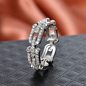 Luxuriant Lab Grown Diamond G-H SI 0.50 ctw Band Ring in Rhodium Over Sterling Silver (Size 7.0) (Del. in 12-15 Days)