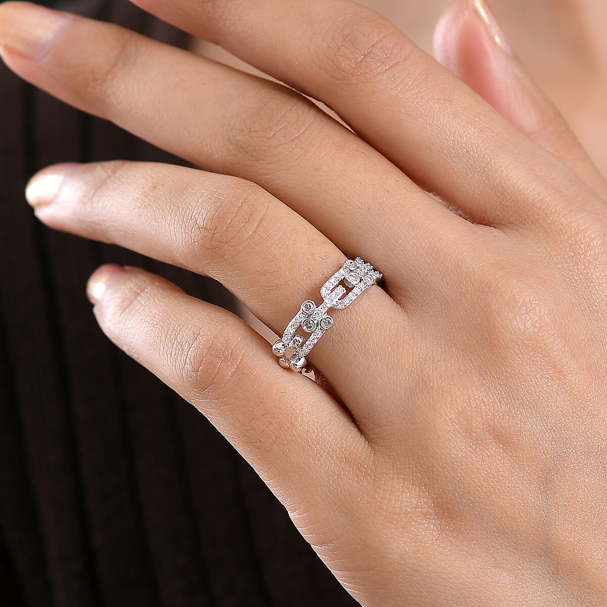 Luxuriant Lab Grown Diamond G-H SI 0.50 ctw Band Ring in Rhodium Over Sterling Silver (Size 7.0) (Del. in 12-15 Days) image number 2