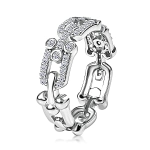 Luxuriant Lab Grown Diamond G-H SI 0.50 ctw Band Ring in Rhodium Over Sterling Silver (Size 7.0) (Del. in 12-15 Days)