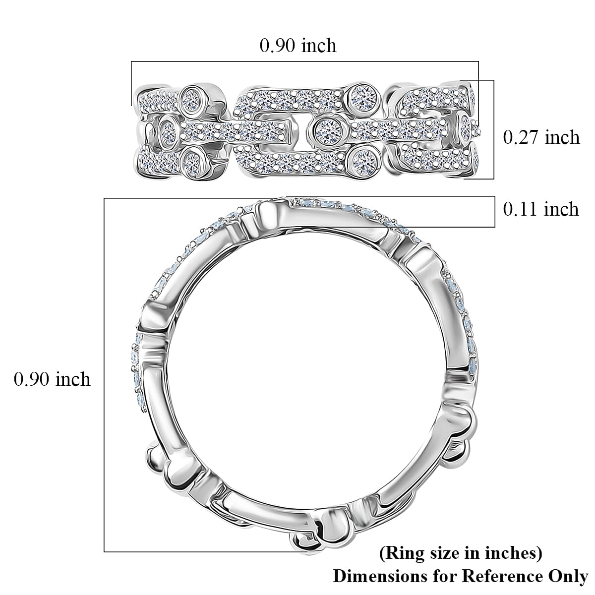 Luxuriant Lab Grown Diamond G-H SI 0.50 ctw Band Ring in Rhodium Over Sterling Silver (Size 8.0) (Del. in 12-15 Days) image number 5