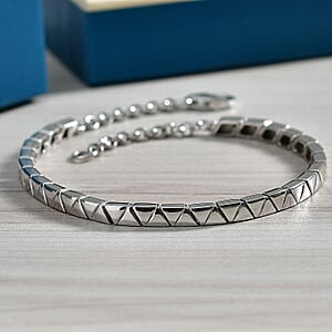D'Joy Classic Line Bracelet in Rhodium Over Sterling Silver (6.50 In) 8.75 Grams