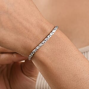 D'Joy Classic Line Bracelet in Rhodium Over Sterling Silver (7.25 In) 9.15 Grams