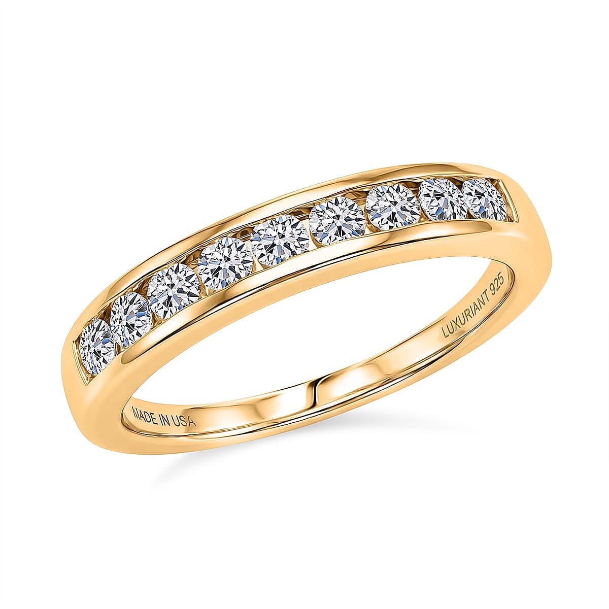 Luxuriant Lab Grown Diamond G-H SI 0.50 ctw Band Ring in 18K Vermeil Yellow Gold Over Sterling Silver (Size 10.0) (Del. In 10-12 Days)