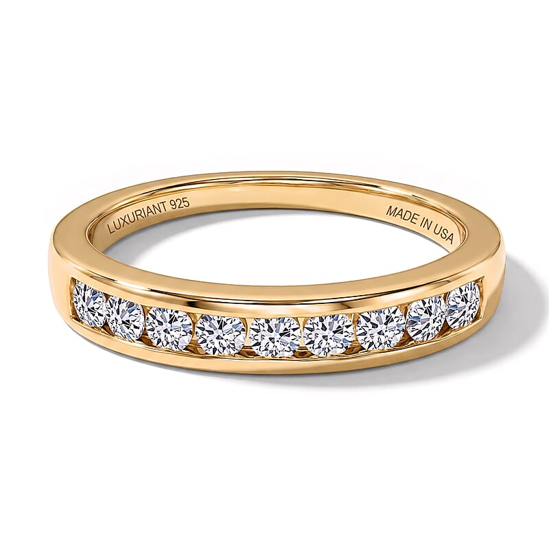 Luxuriant Lab Grown Diamond G-H SI 0.50 ctw Band Ring in 18K Vermeil Yellow Gold Over Sterling Silver (Size 10.0) (Del. In 10-12 Days)
