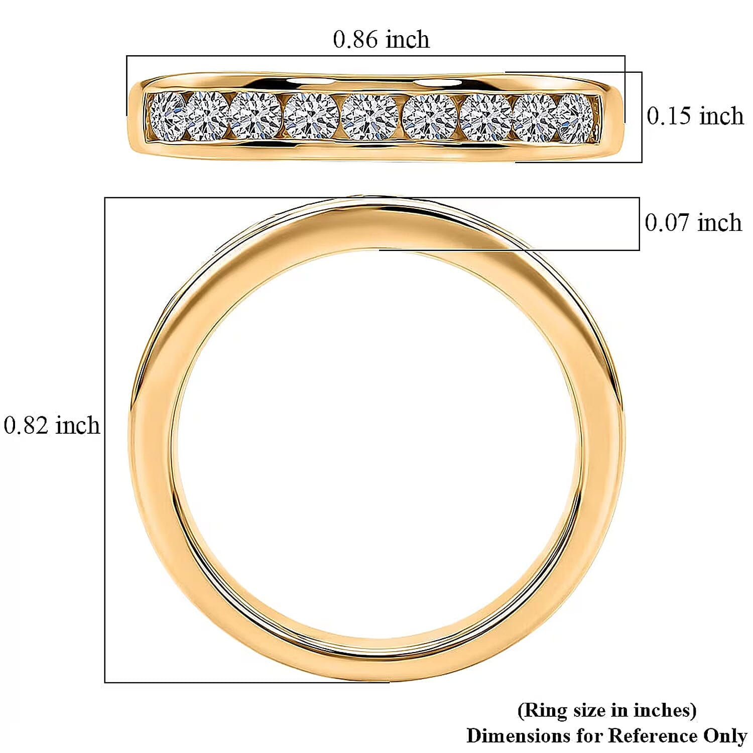 Luxuriant Lab Grown Diamond G-H SI 0.50 ctw Band Ring in 18K Vermeil Yellow Gold Over Sterling Silver (Size 10.0) (Del. In 10-12 Days)