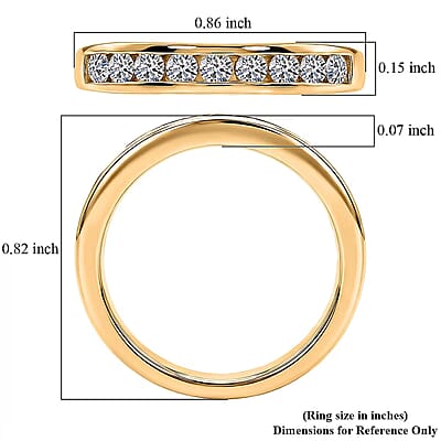 Luxuriant Lab Grown Diamond G-H SI 0.50 ctw Band Ring in 18K Vermeil Yellow Gold Over Sterling Silver (Size 10.0) (Del. In 10-12 Days)