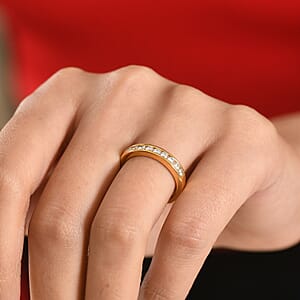 Luxuriant Lab Grown Diamond G-H SI 0.50 ctw Band Ring in 18K Vermeil Yellow Gold Over Sterling Silver (Size 7.0) (Del. in 12-15 Days)