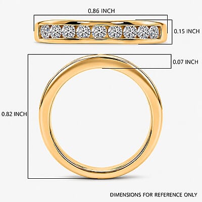 Luxuriant Lab Grown Diamond G-H SI 0.50 ctw Band Ring in 18K Vermeil Yellow Gold Over Sterling Silver (Size 7.0) (Del. in 12-15 Days)