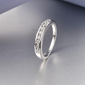Luxuriant Lab Grown Diamond G-H SI 0.50 ctw Band Ring in Rhodium Over Sterling Silver (Size 7.0) (Del. in 12-15 Days)