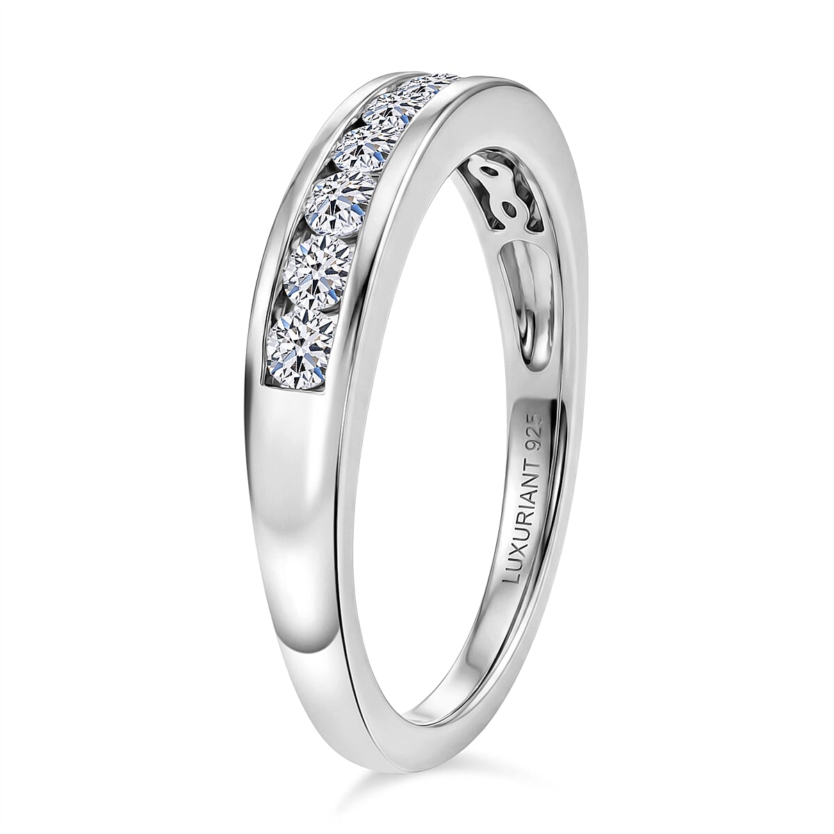 Luxuriant Lab Grown Diamond G-H SI 0.50 ctw Band Ring in Rhodium Over Sterling Silver (Size 7.0) (Del. in 12-15 Days) image number 3
