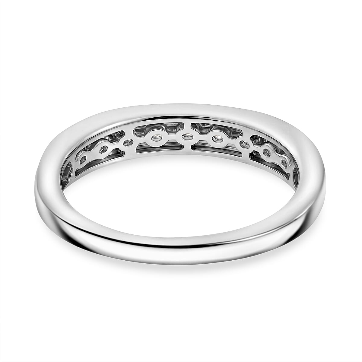 Luxuriant Lab Grown Diamond G-H SI 0.50 ctw Band Ring in Rhodium Over Sterling Silver (Size 7.0) (Del. in 12-15 Days) image number 4