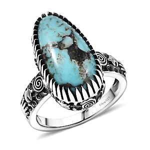 D'Joy Artisan Crafted Premium Blue Moon Turquoise Ring in Sterling Silver (Size 10.0) 5.75 ctw