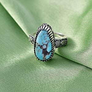 D'Joy Artisan Crafted Premium Blue Moon Turquoise Ring in Sterling Silver (Size 10.0) 5.75 ctw