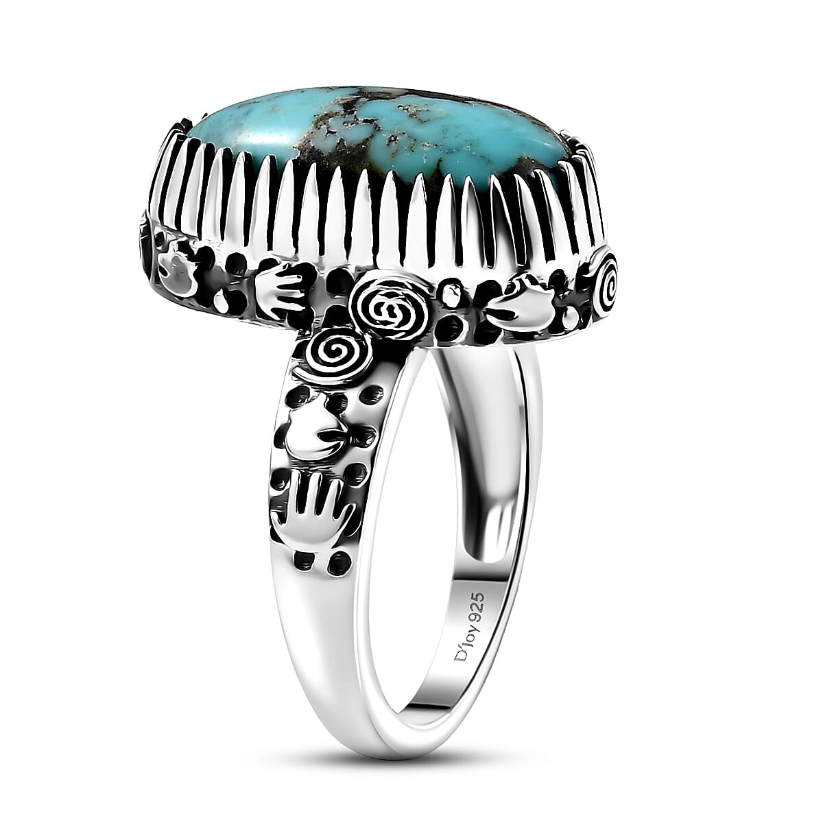 D'Joy Artisan Crafted Premium Blue Moon Turquoise 5.75 ctw Ring in Sterling Silver (Size 10.0) image number 3