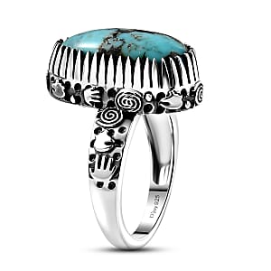 D'Joy Artisan Crafted Premium Blue Moon Turquoise Ring in Sterling Silver (Size 10.0) 5.75 ctw