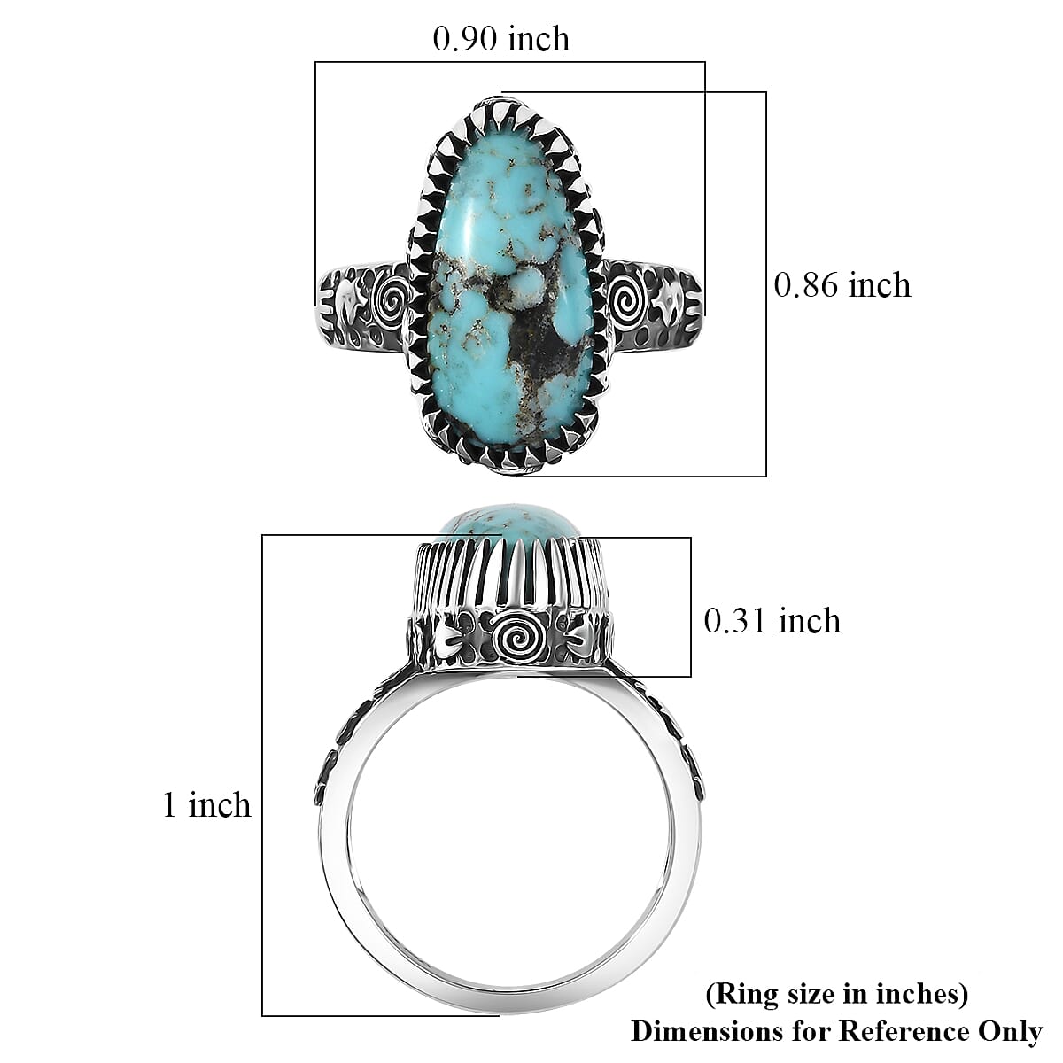 D'Joy Artisan Crafted Premium Blue Moon Turquoise 5.75 ctw Ring in Sterling Silver (Size 10.0) image number 5