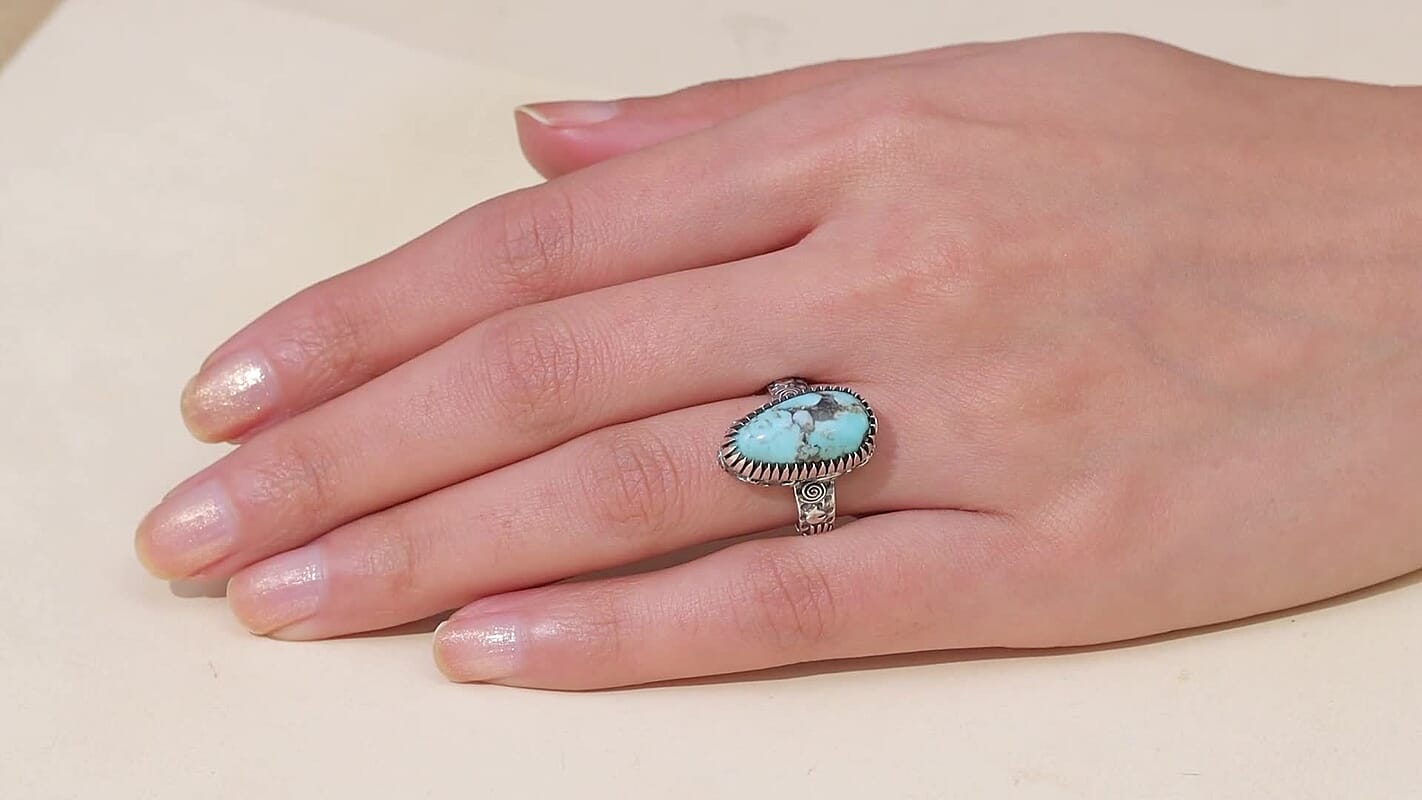 D'Joy Artisan Crafted Premium Blue Moon Turquoise Ring in Sterling Silver (Size 10.0) 5.75 ctw