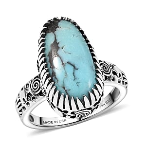 D'Joy Artisan Crafted Premium Blue Moon Turquoise 5.75 ctw Ring in Sterling Silver (Size 8.0)
