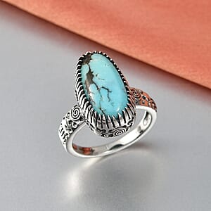 D'Joy Artisan Crafted Premium Blue Moon Turquoise 5.75 ctw Ring in Sterling Silver (Size 8.0)