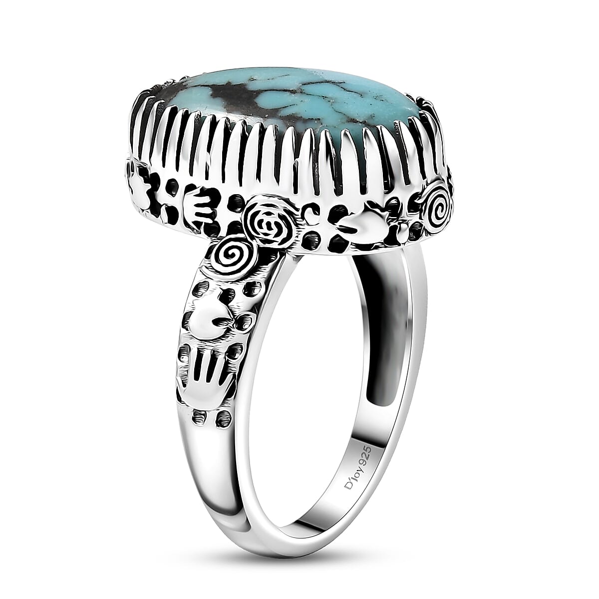 D'Joy Artisan Crafted Premium Blue Moon Turquoise 5.75 ctw Ring in Sterling Silver (Size 8.0) image number 3