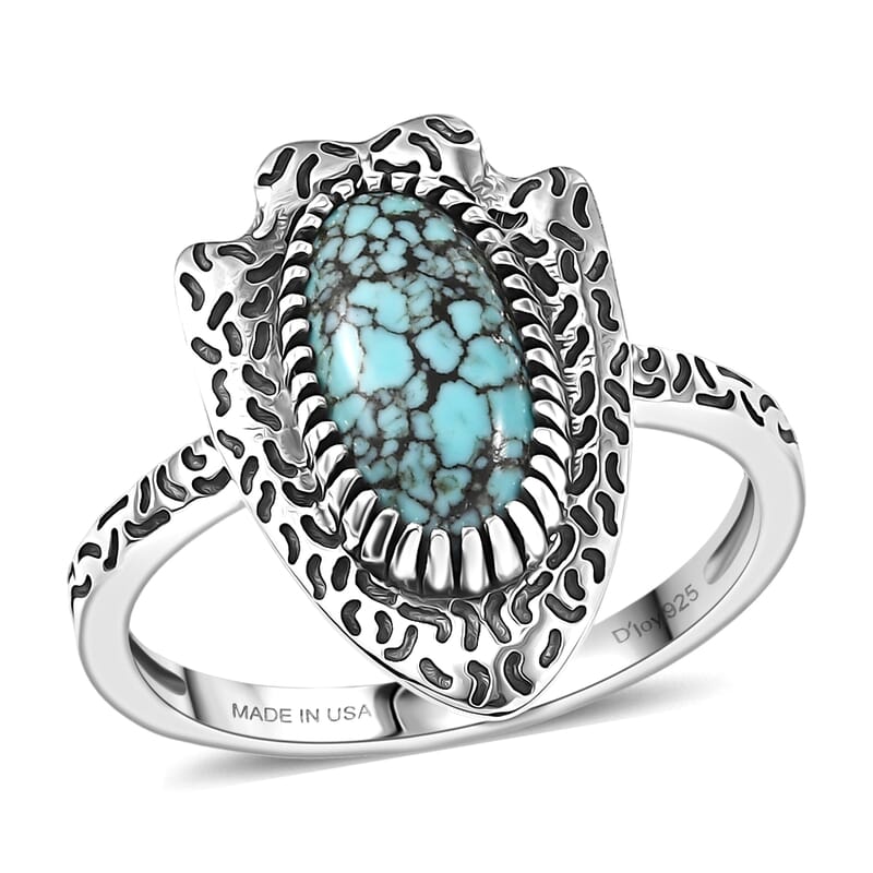 D'Joy Artisan Crafted Premium Blue Moon Turquoise 1.60 ctw Arrow Ring in Sterling Silver (Size 10.0)