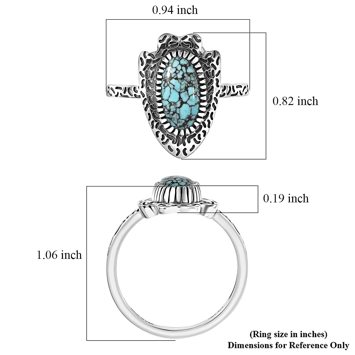 D'Joy Artisan Crafted Premium Blue Moon Turquoise Ring in Black Oxidised Sterling Silver (Size 10.0) 1.60 ctw image number 5