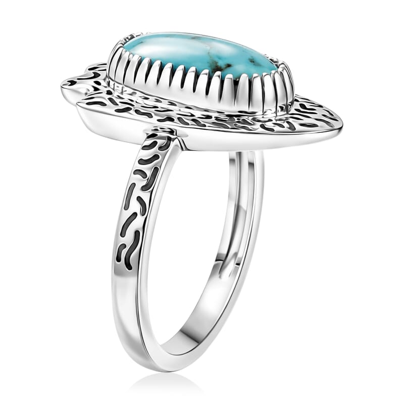D'Joy Artisan Crafted Premium Blue Moon Turquoise 1.60 ctw Arrow Ring in Sterling Silver (Size 7.0)