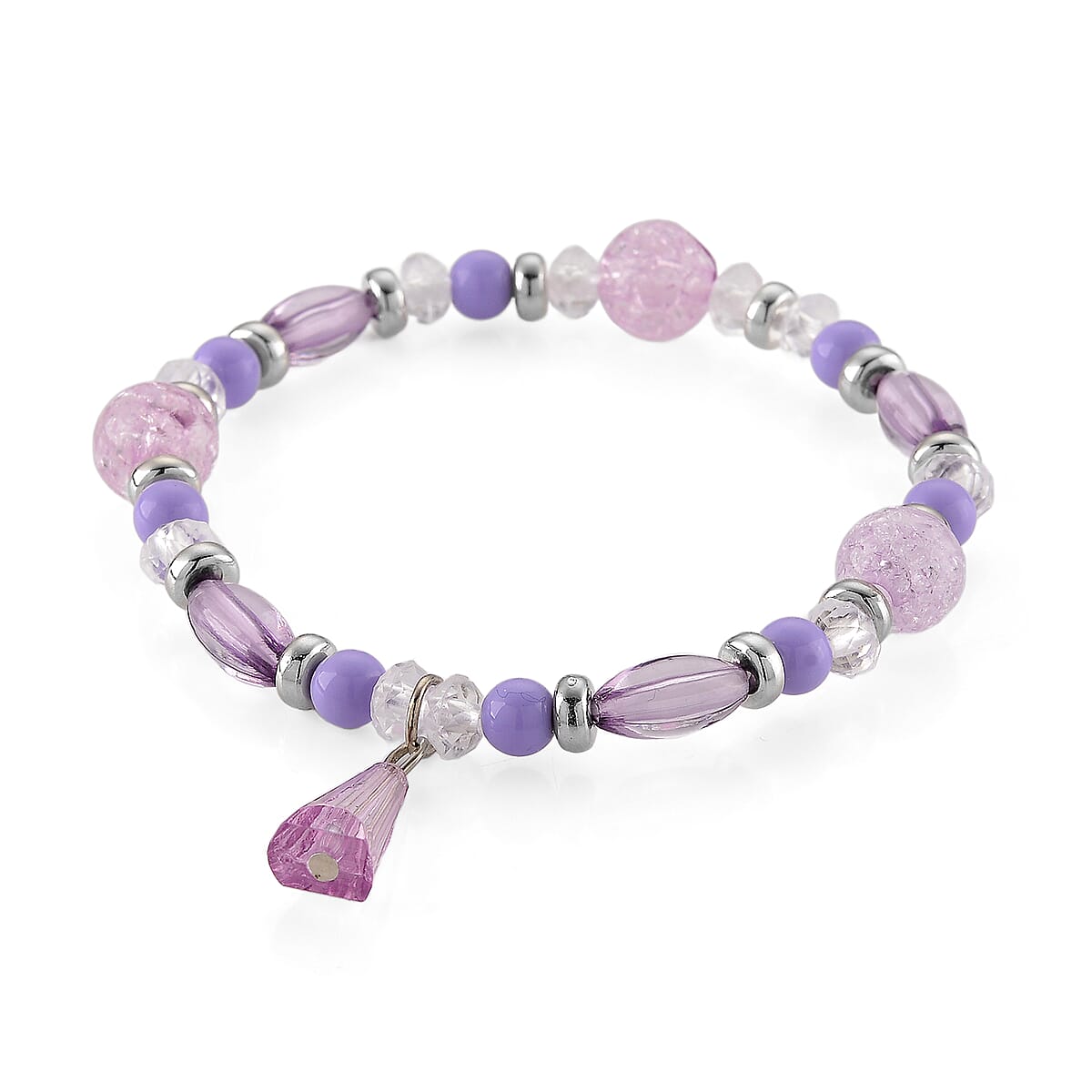 Strada Purple Glass SL68 Quartz Movement Watch and 2pcs Silvertone Bracelet (7-7.5In) image number 5