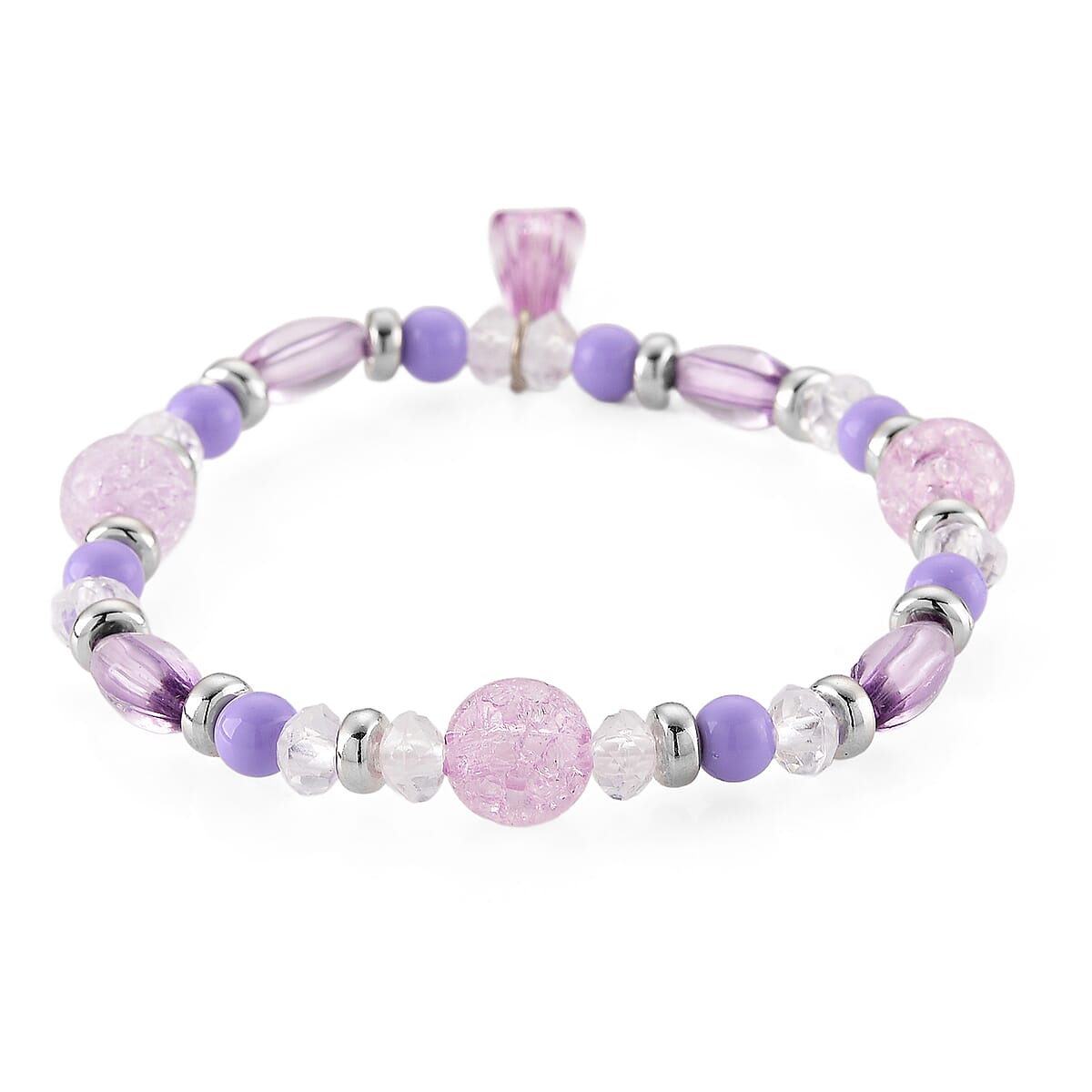 Strada Purple Glass SL68 Quartz Movement Watch and 2pcs Silvertone Bracelet (7-7.5In) image number 6