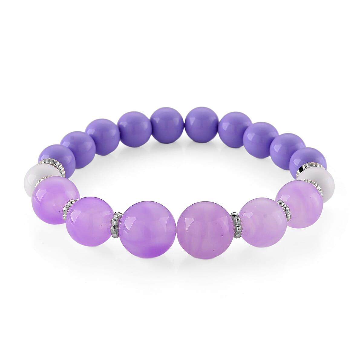 Strada Purple Glass SL68 Quartz Movement Watch and 2pcs Silvertone Bracelet (7-7.5In) image number 7