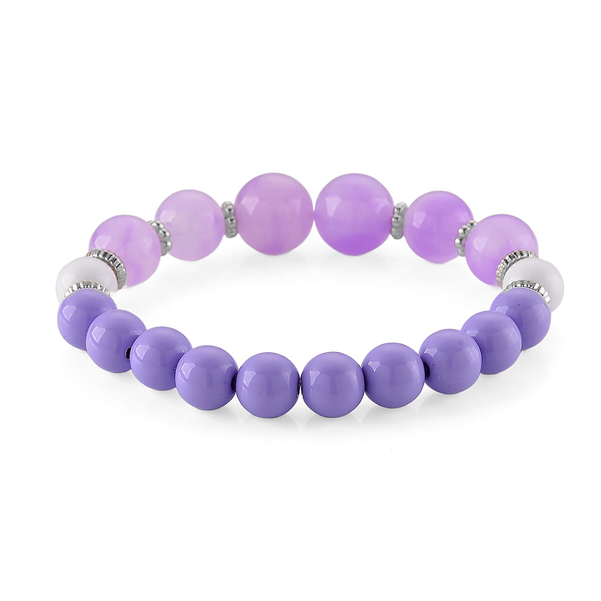 Strada Purple Glass SL68 Quartz Movement Watch and 2pcs Silvertone Bracelet (7-7.5In) image number 8