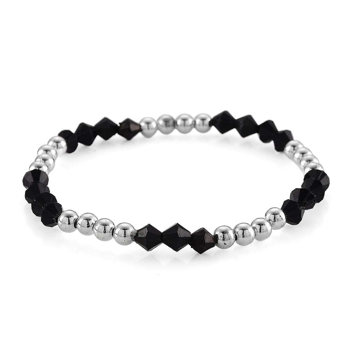 Strada Black Glass SL68 Quartz Movement Watch and 2pcs Silvertone Bracelet (7-7.5In) image number 7