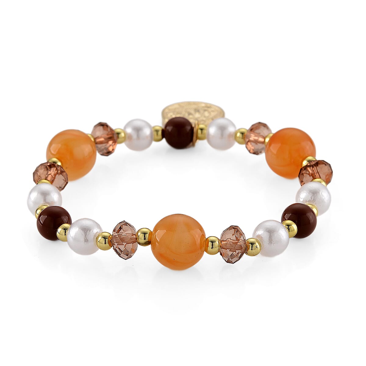 Strada Orange Glass SL68 Quartz Movement Watch and 2pcs Goldtone Bracelet (7-7.5In) image number 6