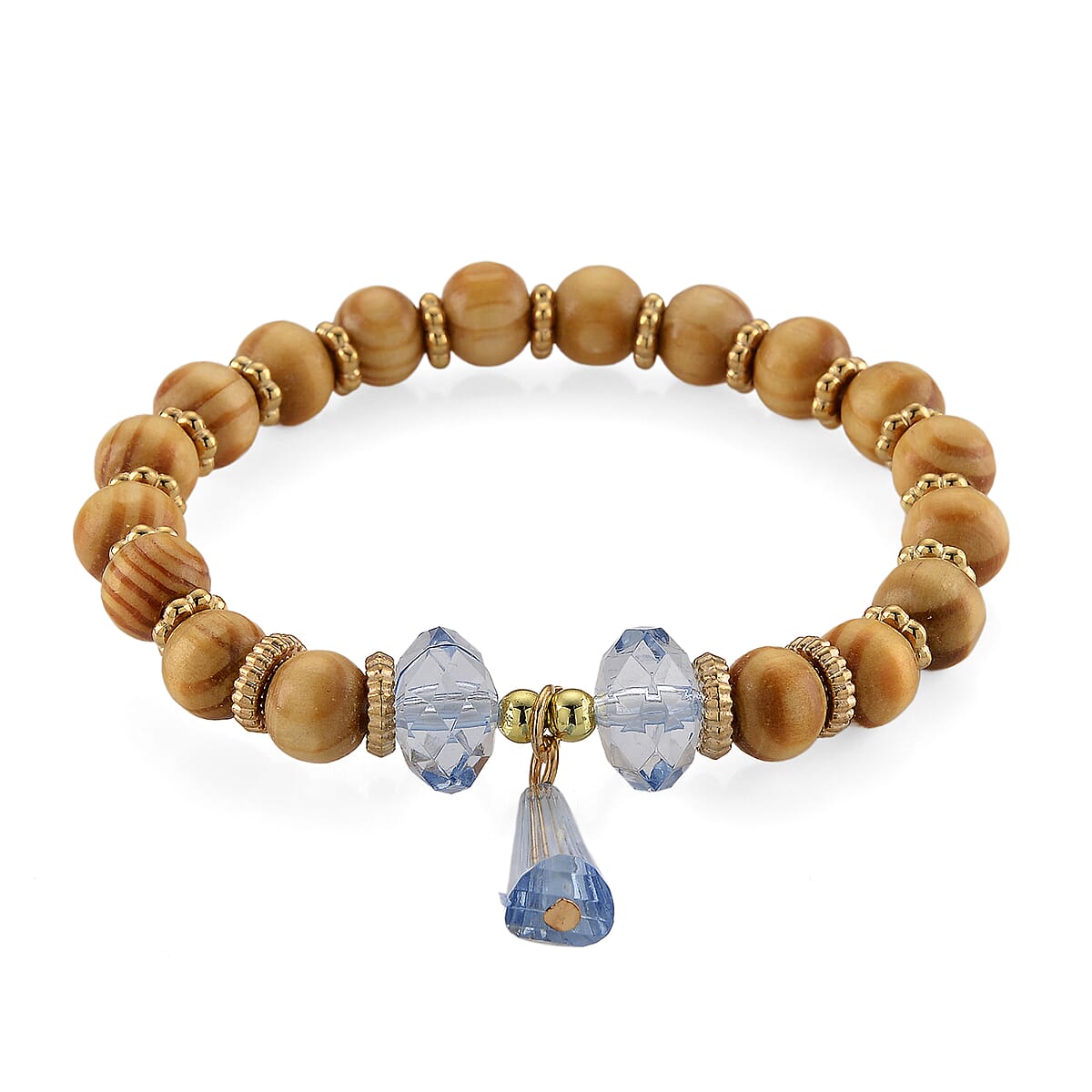 Strada Blue Glass SL68 Quartz Movement Watch and 2pcs Goldtone Bracelet (7-7.5In) image number 5