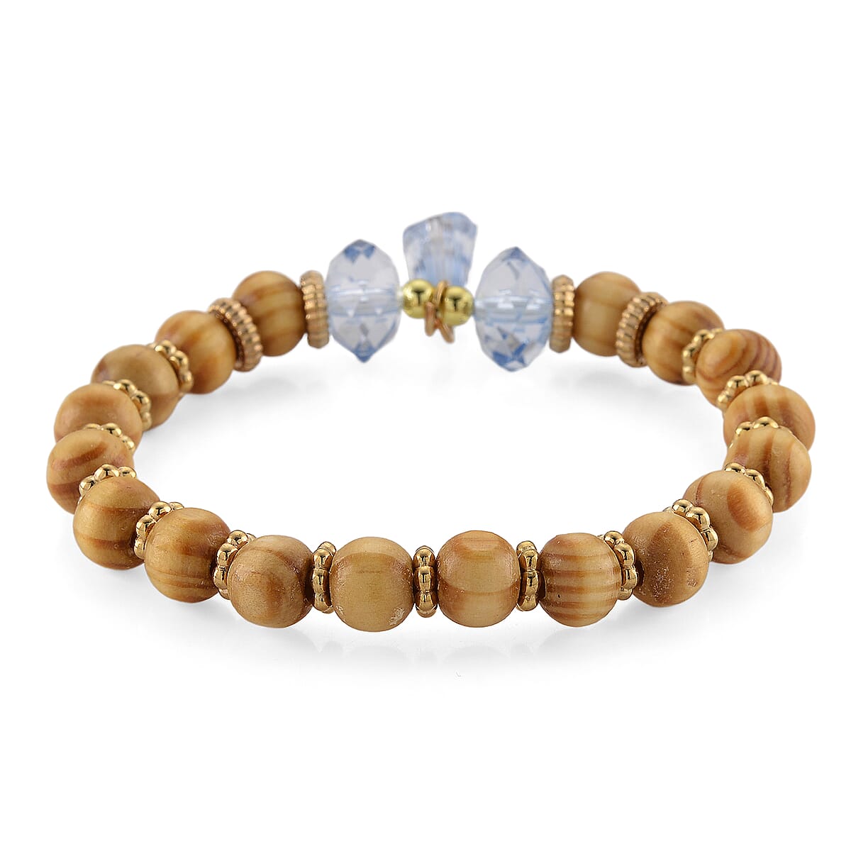 Strada Blue Glass SL68 Quartz Movement Watch and 2pcs Goldtone Bracelet (7-7.5In) image number 6