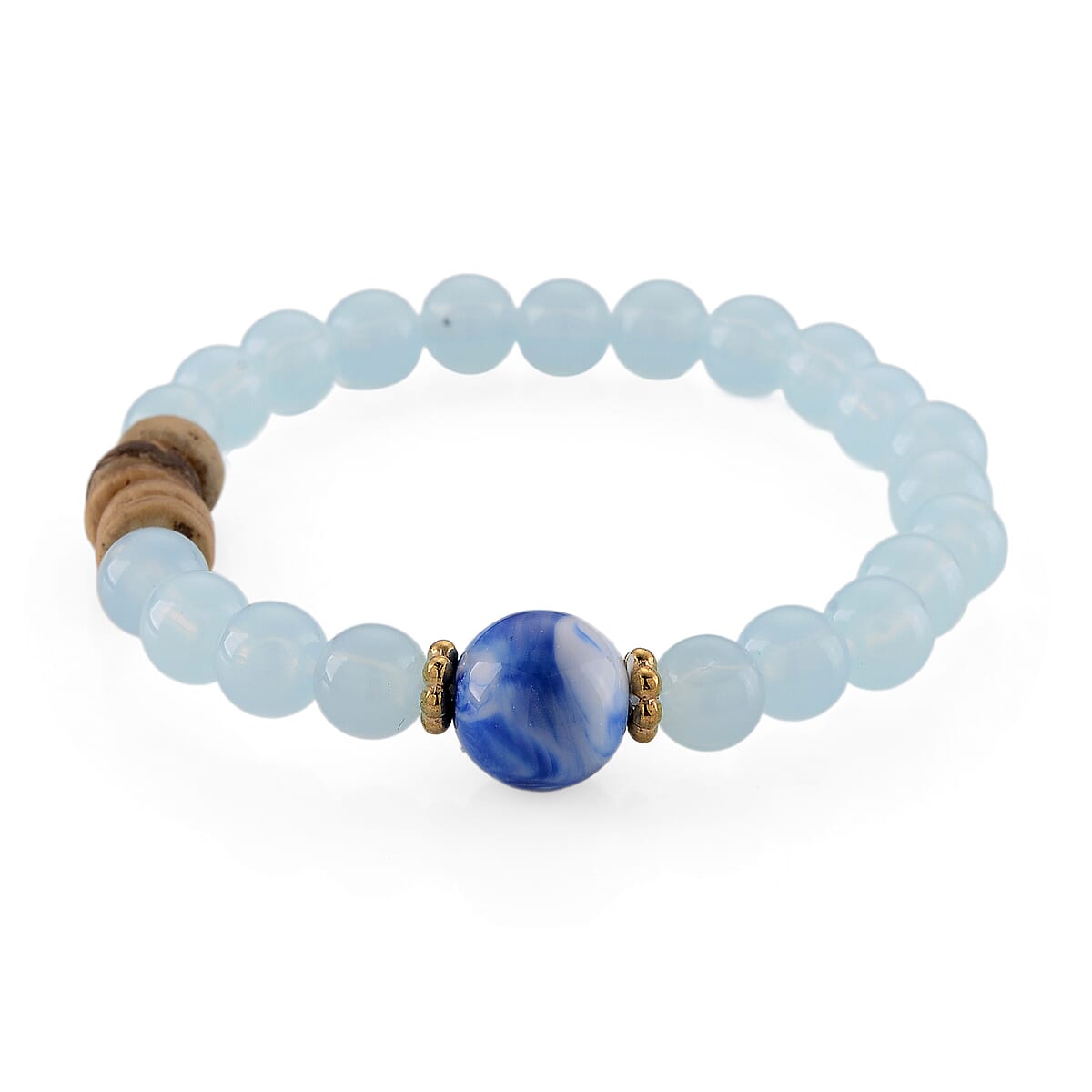 Strada Blue Glass SL68 Quartz Movement Watch and 2pcs Goldtone Bracelet (7-7.5In) image number 7