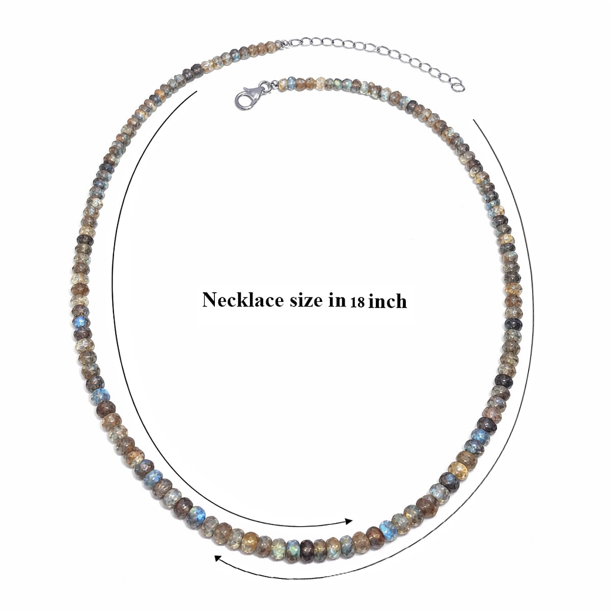 D'Joy Malagasy Labradorite 75.00 ctw Aurora Blossom Beaded Necklace in Rhodium Over Sterling Silver (18-20 Inches) image number 5