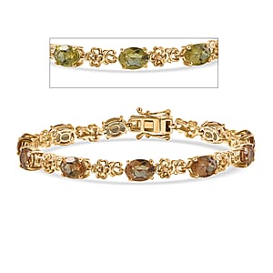 EverTrue Autumn Alexite and Brazilain Citrine 15.20 ctw Blossom Bracelet in 18K YG Plated (7.25 In)