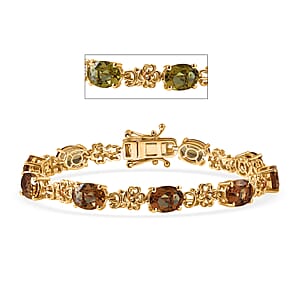 EverTrue Autumn Alexite and Brazilian Citrine 12.50 ctw Blossom Bracelet in 18K YG Plated (6.50 In)