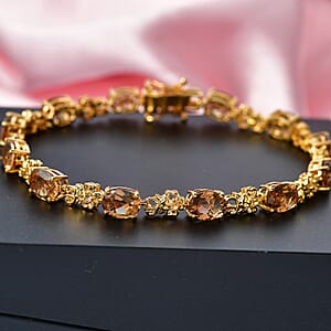 EverTrue Autumn Alexite and Brazilian Citrine 12.50 ctw Blossom Bracelet in 18K YG Plated (6.50 In)