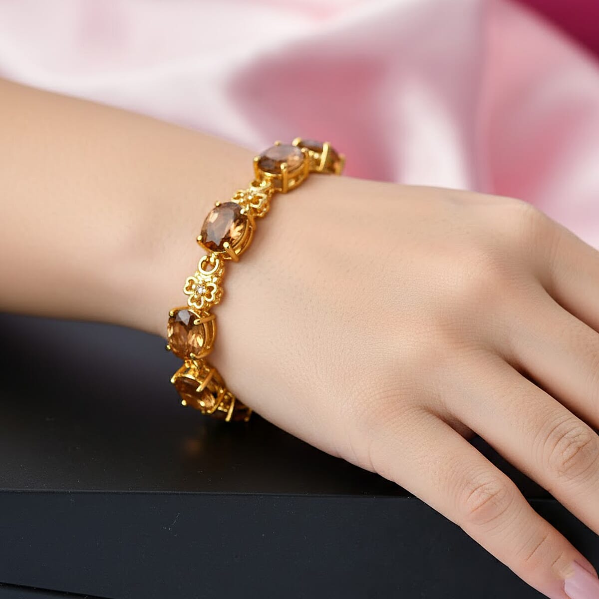 EverTrue Autumn Alexite and Brazilian Citrine 12.50 ctw Blossom Bracelet in 18K YG Plated (6.50 In) image number 2