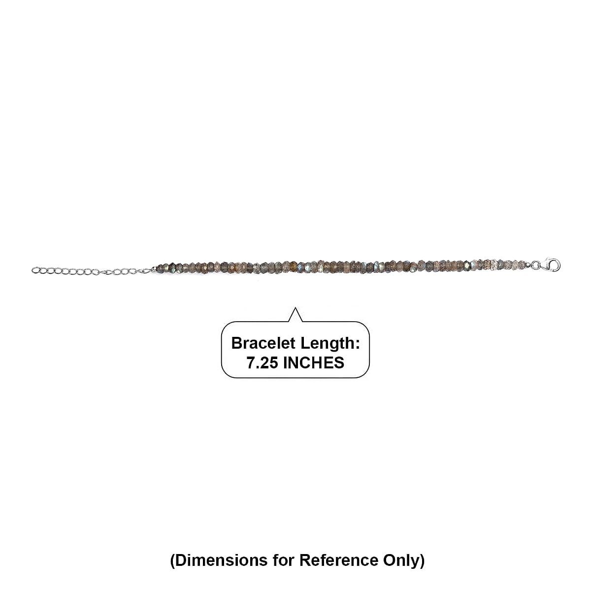 D'Joy Malagasy Labradorite 35.00 ctw Aurora Blossom Beaded Bracelet in Rhodium Over Sterling Silver (7.25-9.25In) image number 5