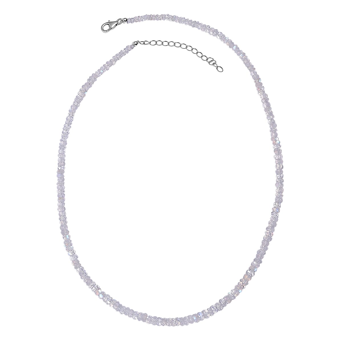 D'Joy Rainbow Moonstone 65.00 ctw Beaded Necklace in Rhodium Over Sterling Silver 18-20 Inches (Del. in 8-10 Days)  image number 3